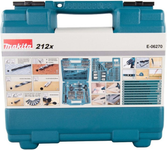 Набор принадлежностей Makita E-06270 212 предметов (жесткий кейс) - купить недорого с доставкой в интернет-магазине