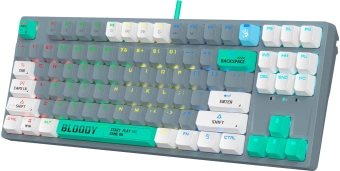 Клавиатура A4Tech Bloody S87 Energy механическая серый/зеленый USB for gamer LED (S87 USB ENERGY ASH) - купить недорого с доставкой в интернет-магазине