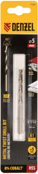 Сверло Denzel 71441 по металлу Д=5мм Дл=86мм (1пред.) для дрелей - купить недорого с доставкой в интернет-магазине