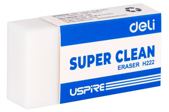 Ластик Deli EH222 Uspire прямоугольный 45х22.5х10.5мм белый индивидуальная картонная упаковка - купить недорого с доставкой в интернет-магазине