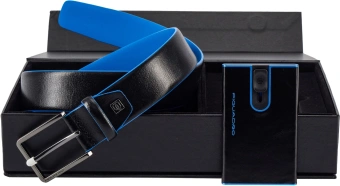 Набор подарочный мужской Piquadro Blue Square CUBOX15B2R/N ремень/чехол для кредитных карт 125х3.5см черный натур.кожа - купить недорого с доставкой в интернет-магазине