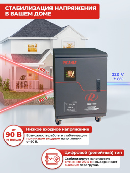 Стабилизатор напряжения Ресанта АСН-15000/3-ЭМ трехфазный черный (63/4/5) - купить недорого с доставкой в интернет-магазине