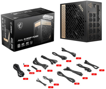 Блок питания MSI ATX 1300W MEG Ai1300P 80+ platinum 24pin APFC 120mm fan 16xSATA Cab Manag RTL - купить недорого с доставкой в интернет-магазине
