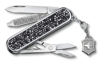 Нож перочинный Victorinox Classic Brilliant Crystal (0.6221.35) 58мм 5функц. черный/серебристый подар.коробка - купить недорого с доставкой в интернет-магазине