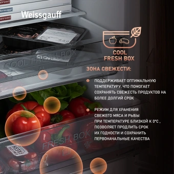 Холодильник Weissgauff WRK 2000 Total NoFrost Inverter Dark Grey 2-хкамерн. темно-серый инвертер - купить недорого с доставкой в интернет-магазине