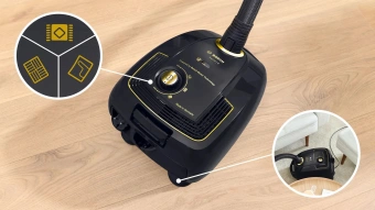 Пылесос Bosch BGL38GOLD 1700Вт черный/золотистый - купить недорого с доставкой в интернет-магазине
