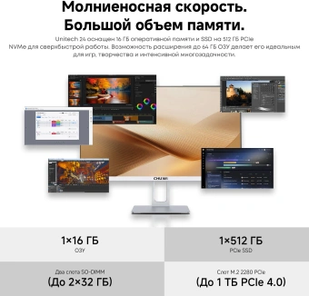 Моноблок Chuwi Unitech 24 23.8" Full HD i3 1220P (1.5) 16Gb SSD512Gb UHDG Windows 11 Pro GbitEth WiFi BT 90W клавиатура мышь Cam белый/серебристый 1920x1080 - купить недорого с доставкой в интернет-магазине