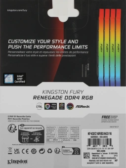 Память DDR4 2x8GB 3200MHz Kingston KF432C16RB2AK2/16 Fury Renegade RGB RTL Gaming PC4-25600 CL16 DIMM 288-pin 1.35В kit dual rank с радиатором Ret - купить недорого с доставкой в интернет-магазине