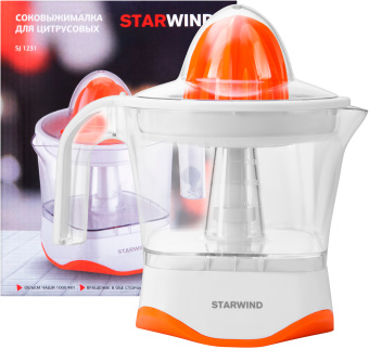 Соковыжималка цитрусовая Starwind SJ 1231 30Вт рез.сок.:1000мл. оранжевый/прозрачный - купить недорого с доставкой в интернет-магазине