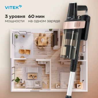 Пылесос Vitek VT-CLS01AQUA 450Вт черный/медный - купить недорого с доставкой в интернет-магазине