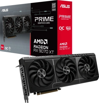 Видеокарта Asus PCI-E PRIME-RX9070XT-O16G AMD Radeon RX 9070XT 16Gb 256bit GDDR6 2460/20000 HDMIx1 DPx3 HDCP Ret - купить недорого с доставкой в интернет-магазине