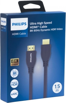 Кабель аудио-видео Philips 8K 60 Гц Ultra HD HDMI (m)/HDMI (m) 1.5м. позолоч.конт. серый (SWV7110/56) - купить недорого с доставкой в интернет-магазине