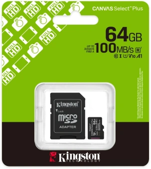 Флеш карта microSDXC 64GB Kingston SDCS3/64GB Canvas Select Plus V10 A1 + adapter - купить недорого с доставкой в интернет-магазине