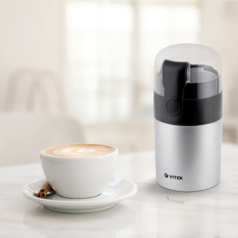 Кофемолка Vitek VT-1540 SR 120Вт сист.помол.:ротац.нож вместим.:40гр серебристый - купить недорого с доставкой в интернет-магазине