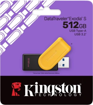 Флеш Диск Kingston 512GB DataTraveler Exodia S DTXS/512GB USB3.0 желтый/черный - купить недорого с доставкой в интернет-магазине