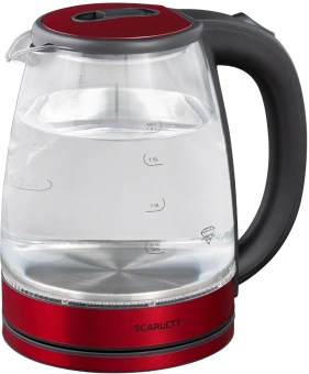 Чайник электрический Scarlett SC-EK27G65 1.8л. 1800Вт красный/черный корпус: стекло/металл/пластик - купить недорого с доставкой в интернет-магазине