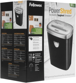 Шредер Fellowes PowerShred 53С черный/серый (секр.P-4) фрагменты 10лист. 23лтр. скрепки скобы пл.карты CD - купить недорого с доставкой в интернет-магазине