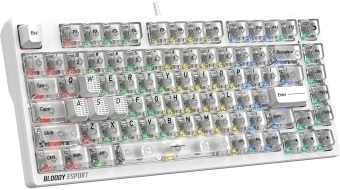 Клавиатура A4Tech Bloody MS76 механическая белый USB Multimedia for gamer LED (MS76) кабель 1.8м - купить недорого с доставкой в интернет-магазине