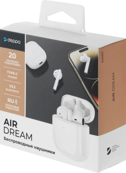 Гарнитура вкладыши Deppa Air Dream белый беспроводные bluetooth в ушной раковине (44160) - купить недорого с доставкой в интернет-магазине