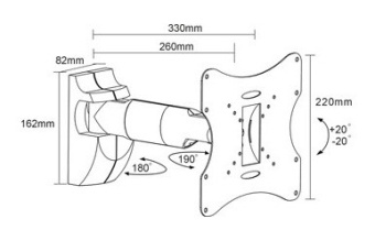 Кронштейн для телевизора Arm Media LCD-202 черный 15"-43" макс.20кг настенный поворот и наклон - купить недорого с доставкой в интернет-магазине