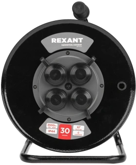 Удлинитель силовой Rexant КГ (13-5011) 3x1.5кв.мм 4розет. 30м КГ 16A метал.катушка черный - купить недорого с доставкой в интернет-магазине