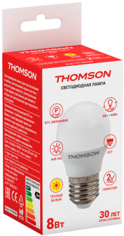 Лампа светодиодная Thomson TH-B2039 8Вт цок.:E27 шар 220B св.свеч.бел.теп. Globe - купить недорого с доставкой в интернет-магазине