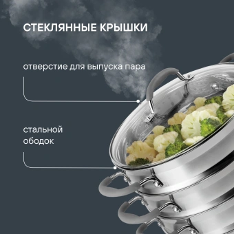 Кастрюля-пароварка Rondell RDS-1103 16.7л. d=26см (с крышкой) стальной - купить недорого с доставкой в интернет-магазине