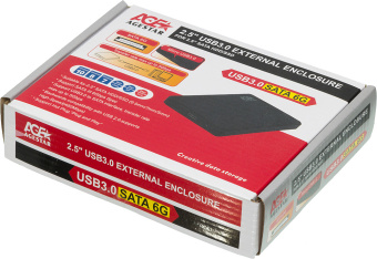 Внешний корпус для HDD AgeStar 3UB2P2 SATA III USB3.0 пластик черный 2.5" - купить недорого с доставкой в интернет-магазине