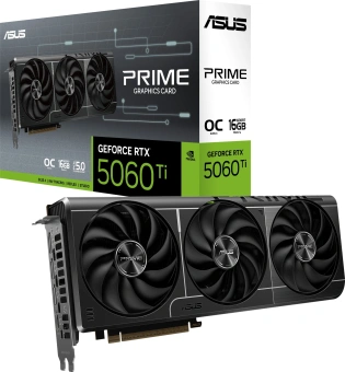 Видеокарта Asus PCI-E 5.0 PRIME-RTX5060TI-O16G NVIDIA GeForce RTX 5060TI 16Gb 128bit GDDR7 2617/28000 HDMIx1 DPx3 HDCP Ret - купить недорого с доставкой в интернет-магазине