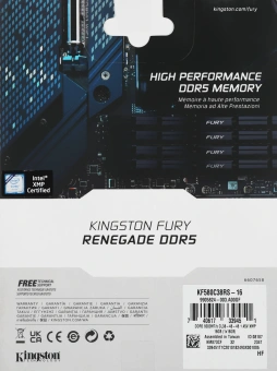 Память DDR5 16GB 8000MHz Kingston KF580C38RS-16 Fury Renegade Black RTL Gaming PC5-64000 CL38 DIMM 288-pin 1.45В single rank с радиатором Ret - купить недорого с доставкой в интернет-магазине