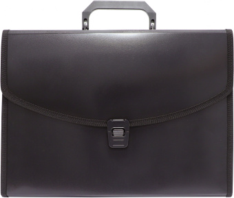 Портфель Бюрократ -BPP13LBLCK 13 отдел. A4 с окантовкой пластик 0.7мм черный - купить недорого с доставкой в интернет-магазине