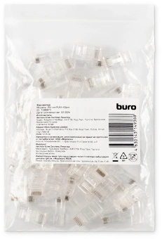 Коннектор Buro (BU-CONRJ45-50PCS) RJ45 прозрачный (упак.:50шт) - купить недорого с доставкой в интернет-магазине