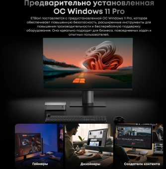 Неттоп Acer Gadget E10 ETBox1 i5 13500H (2.6) 16Gb SSD512Gb UHDG Windows 11 Pro 2x2.5GbitEth WiFi BT 120W серебристый/черный - купить недорого с доставкой в интернет-магазине