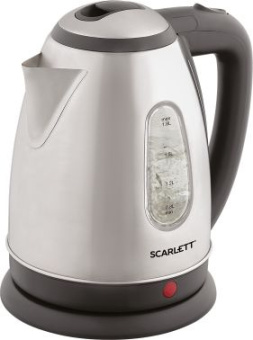 Чайник электрический Scarlett SC-EK21S88 1.8л. 2200Вт черный/серебристый корпус: металл (EK21S88) - купить недорого с доставкой в интернет-магазине