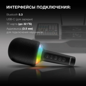 Микрофон беспроводной Hyundai H-MIC100 черный - купить недорого с доставкой в интернет-магазине