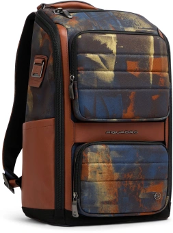 Рюкзак мужской Piquadro Oberon CA7278W150/CAMOCU коричневый/оранжевый нейлон/натур.кожа - купить недорого с доставкой в интернет-магазине