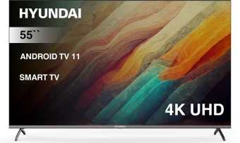 Телевизор LED Hyundai 55" H-LED55BU7006 Android TV Frameless Metal черный 4K Ultra HD 60Hz DVB-T DVB-T2 DVB-C DVB-S DVB-S2 USB WiFi Smart TV - купить недорого с доставкой в интернет-магазине