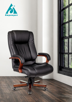Кресло руководителя Бюрократ T-9925WALNUT черный кожа/иск.кожза крестов. металл/дерево - купить недорого с доставкой в интернет-магазине