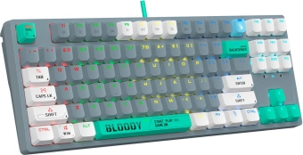 Клавиатура A4Tech Bloody S87 Energy механическая серый/зеленый USB for gamer LED (S87 USB ENERGY ASH) - купить недорого с доставкой в интернет-магазине