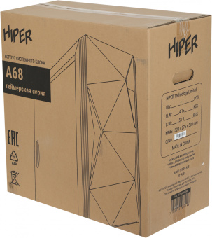 Корпус Hiper A68 черный без БП mATX 1x80mm 1x92mm 2xUSB2.0 1xUSB3.0 audio - купить недорого с доставкой в интернет-магазине