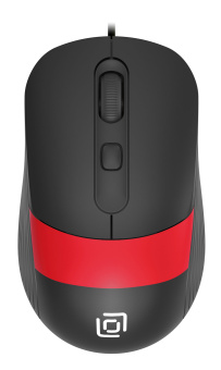 Мышь Оклик 310M черный/красный оптическая (2400dpi) USB для ноутбука (3but) - купить недорого с доставкой в интернет-магазине