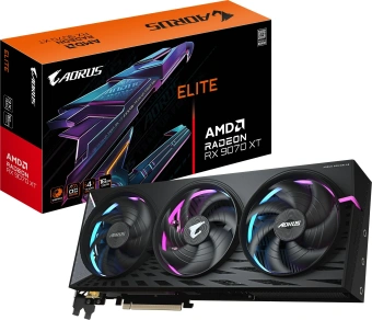 Видеокарта Gigabyte PCI-E GV-R9070XT AORUS E-16GD 1.0 AMD Radeon RX 9070XT 16Gb 256bit GDDR6 2570/20000 HDMIx2 DPx2 HDCP Ret - купить недорого с доставкой в интернет-магазине