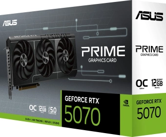 Видеокарта Asus PCI-E 5.0 PRIME-RTX5070-O12G NVIDIA GeForce RTX 5070 12Gb 192bit GDDR7 2557/28000 HDMIx1 DPx3 HDCP Ret - купить недорого с доставкой в интернет-магазине