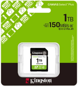 Флеш карта SDXC 1TB Kingston SDS3/1TB Canvas Select Plus V30 w/o adapter - купить недорого с доставкой в интернет-магазине
