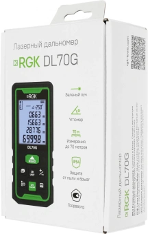 Лазерный дальномер RGK DL70G 2кл.лаз. 535нм цв.луч. зеленый (778183) - купить недорого с доставкой в интернет-магазине