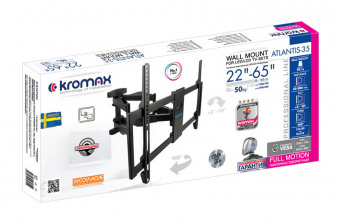 Кронштейн для телевизора Kromax ATLANTIS-35 new черный 22"-65" макс.50кг настенный поворотно-выдвижной и наклонный - купить недорого с доставкой в интернет-магазине