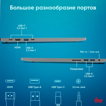 Ноутбук IRU Strato 16ALMR Core i5 12450H 16Gb SSD512Gb Intel UHD Graphics 16" IPS FHD (1920x1200) Windows 11 Pro grey WiFi BT Cam 5400mAh (2142318) - купить недорого с доставкой в интернет-магазине