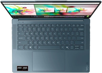 Ноутбук Lenovo Yoga Pro 7 14AKP10 Ryzen AI 7 350 32Gb SSD1Tb AMD Radeon 860M 14.5" OLED 3K (2944x1840) без ОС turquoise WiFi BT Cam (83KG0013RK) - купить недорого с доставкой в интернет-магазине