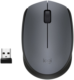 Мышь Logitech M170 серый/черный оптическая (1000dpi) беспроводная USB для ноутбука (2but) - купить недорого с доставкой в интернет-магазине