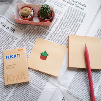 Блок самоклеящийся бумажный Stick`n 21639 76x76мм 100лист. 62г/м2 Kraft Notes - купить недорого с доставкой в интернет-магазине